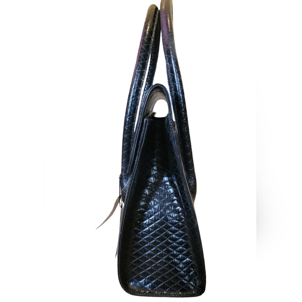NWT Vintage Albert Nipon Black Patent Leather Quilted Bag - Picture 6 of 11